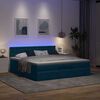 vidaXL Ottoman-Bett mit Matratze & LEDs Dunkelblau 160x200 cm Samt