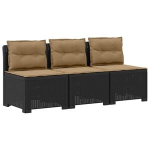 vidaXL 3-Sitzer Garten Sofa mit Kissen Rattan-Look 3-Sitzer PP
