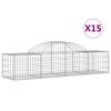 vidaXL Gabionen mit Hochbogen 15 Stk. 200x50x40/60 cm Verzinktes Eisen