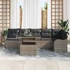 vidaXL Sofa Set mit Kissen 7 pcs Grau Poly Rattan