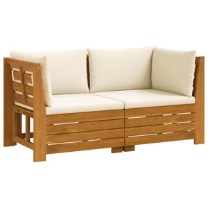 vidaXL Outdoor-Sofagarnitur mit Kissen 2 St&uuml;ck Braun Massivholz Akazie