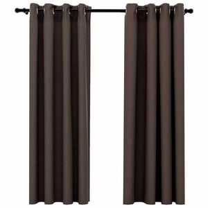 vidaXL Verdunkelungsvorh&auml;nge &Ouml;sen Leinenoptik 2 Stk. Taupe 140x175cm