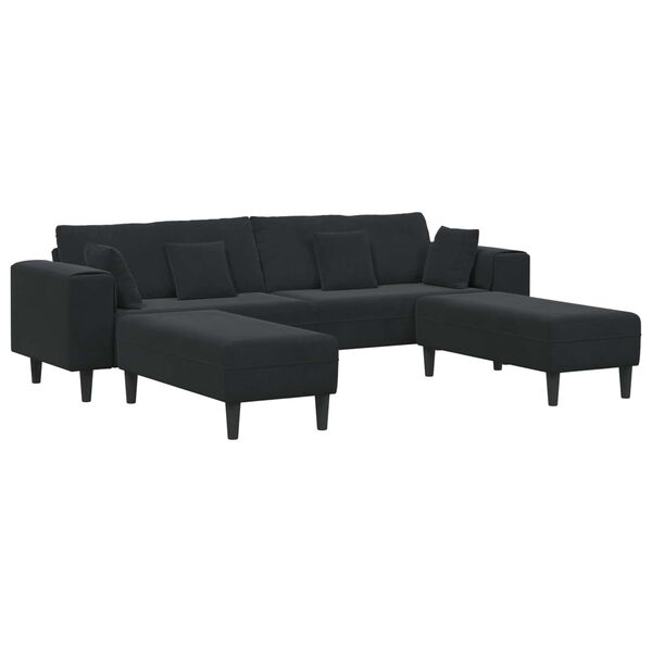 vidaXL Sofa mit Kissen 3 pcs Schwarz Samt