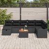 vidaXL Garten-Sofa-Set mit Kissen 9 pcs Schwarz Poly Rattan