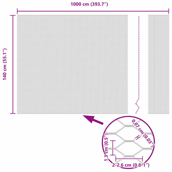 vidaXL Hexagonzaun Grün 1,4 x 10 m Stahl