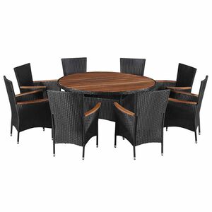 vidaXL M&ouml;belsets 9 pcs Schwarz und Creme Poly-Rattan