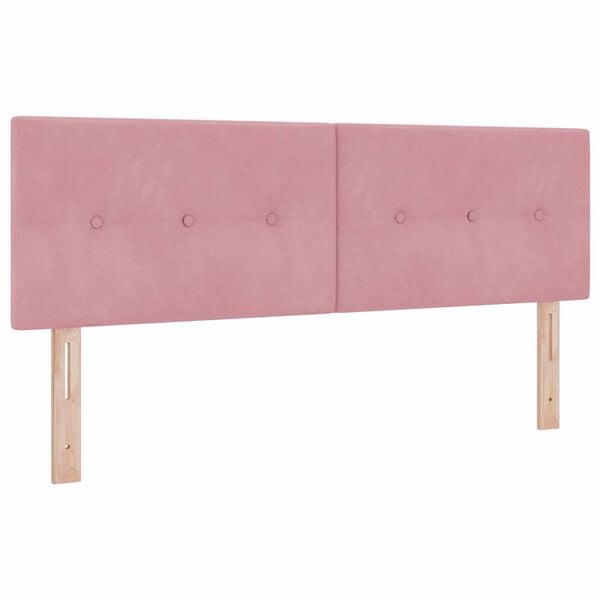 vidaXL Boxspringbett mit Matratze mit Kopfteil Rosa 200 x 160 cm Samt