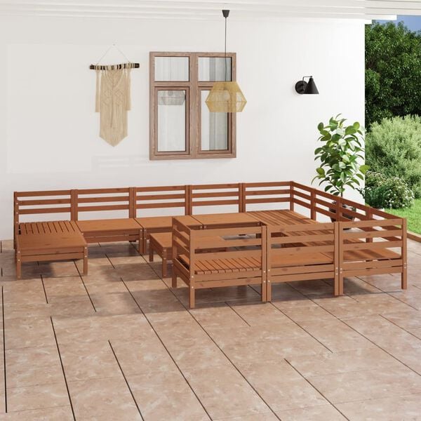 vidaXL 12-tlg. Garten-Lounge-Set Honigbraun Massivholz Kiefer