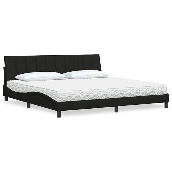vidaXL Bett mit Matratze "Hanko" Schwarz 200x200 cm Stoff