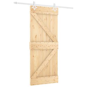 vidaXL Schiebet&uuml;r Nat&uuml;rlich und Wei&szlig; 80 x 210 cm Massives Kiefernholz