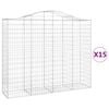 vidaXL Gabionen mit Hochbogen 15Stk. 200x50x160/180cm Verzinktes Eisen