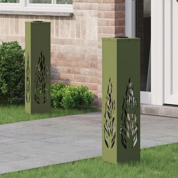 vidaXL Solar LED Weg Licht 2 pcs Olive Gr&uuml;n Kalt gewalzter Stahl