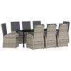 vidaXL Garten Essgruppe mit Kissen 9 pcs Grau Poly-Rattan