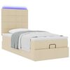 vidaXL Ottoman-Bett mit Matratze & LEDs Creme 90x190 cm Stoff