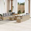 vidaXL Gartensofa-set mit Kissen mit Speicher 11 pcs Beige Poly Rattan