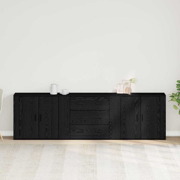 vidaXL Sideboard Schwarz Eichen-Optik 240 x 33 x 70 cm Holzwerkstoff