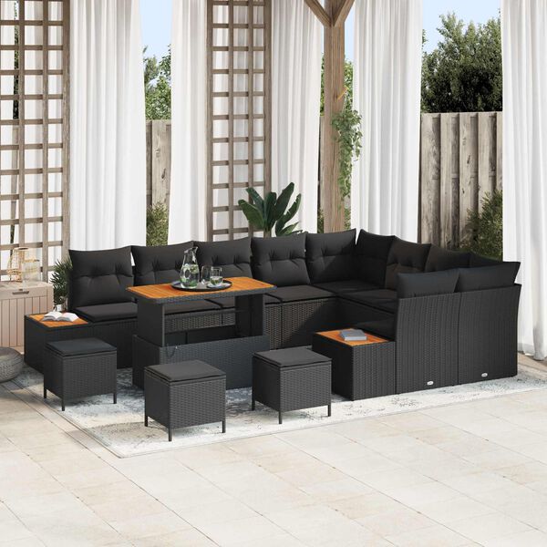 vidaXL Gartensofa-set 13 pcs Schwarz Poly-Rattan