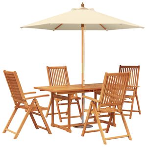vidaXL Essgruppe f&uuml;r drau&szlig;en mit Sonnenschirm 6 stk.