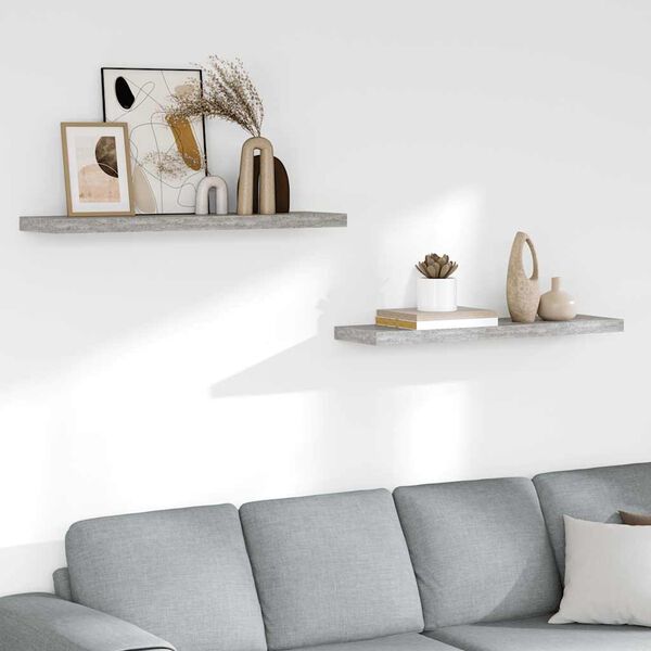 vidaXL Schweberegale 2 Stk. Betongrau 90x23,5x3,8 cm MDF