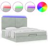 vidaXL Ottoman-Bett mit Matratzen & LEDs Hellgrau 180x200 cm Samt
