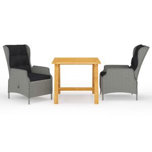 vidaXL 3-tlg. Garten-Essgruppe Hellgrau
