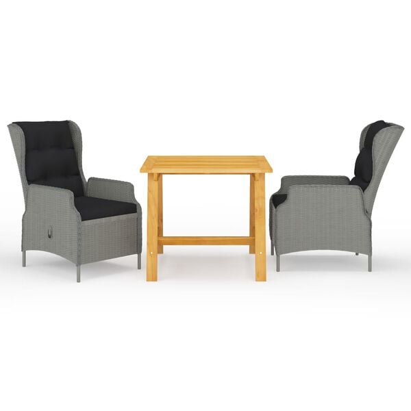 vidaXL 3-tlg. Garten-Essgruppe Hellgrau