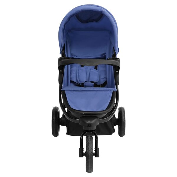 vidaXL 3-Rad-Kinderwagen Marineblau und Schwarz Stahl