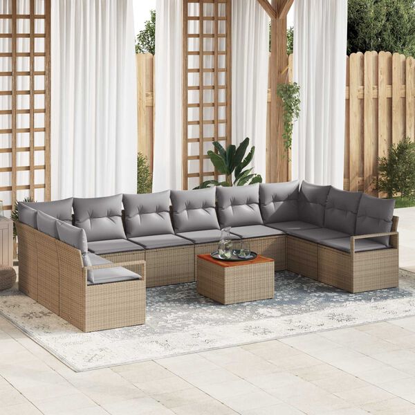 vidaXL Garten-Sofa-Set 11 pcs Beige und Hellgrau
