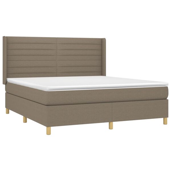 vidaXL Boxspringbett mit Matratze & LED Taupe 160x200 cm Stoff
