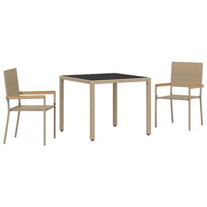 vidaXL Garten Essgruppe 3 stk. Beige Poly-Rattan