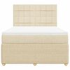 vidaXL Boxspringbett mit Matratze Creme 140x200 cm Stoff