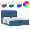 vidaXL Ottoman-Bett mit Matratzen & LEDs Dunkelblau 180x200 cm Samt