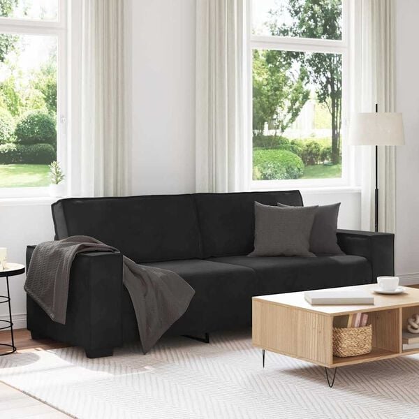 vidaXL 3-Sitzer-Sofa Schwarz 220x78x84 cm Samt