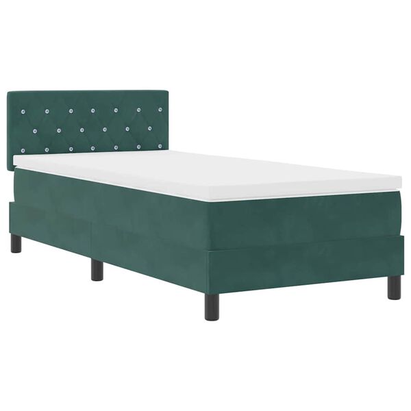 vidaXL Boxspringbett mit Matratze Dunkelgr&uuml;n 90 x 190 cm Samt