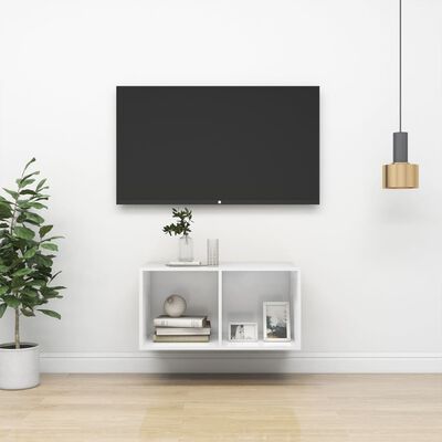 vidaXL TV-Wandschrank Hochglanz-Weiß 37x37x72 cm Holzwerkstoff