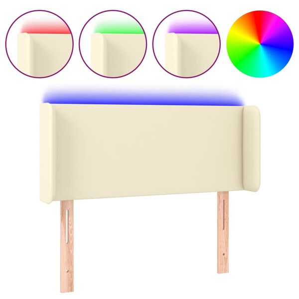 vidaXL LED Kopfteil Creme 93x16x78/88 cm Kunstleder