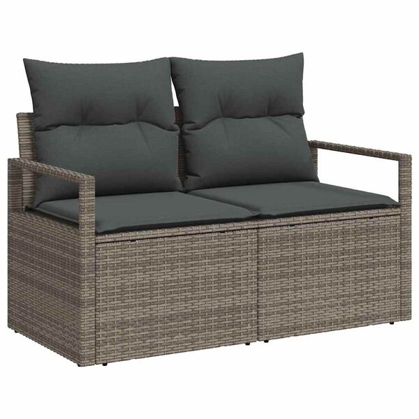 vidaXL Gartensofa-set mit Kissen mit Speicher 8 pcs Grau Poly-Rattan