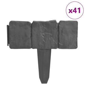 vidaXL Beeteinfassung 41 Stk. Kunststoff Stein-Optik 10 m