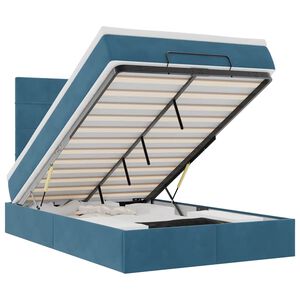 vidaXL Ottoman-Bett mit Matratzen & LEDs Dunkelblau 120x200 cm Samt