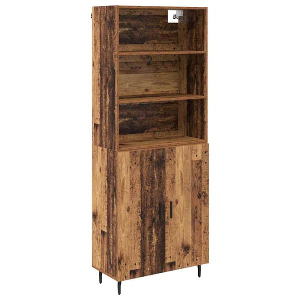 vidaXL Highboard Altholz 69,5 x 34 x 180 cm Engineered Wood und Glas