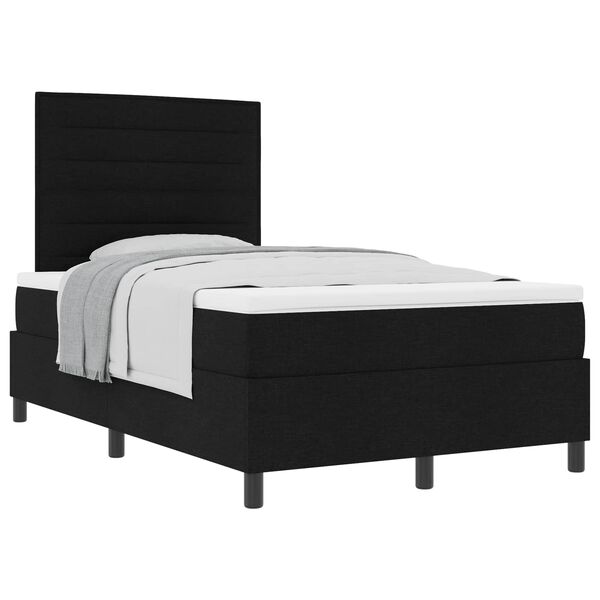 vidaXL Boxspringbett mit Matratze Schwarz 120 x 190 cm Stoff