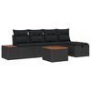 vidaXL Garten-Sofa-Set mit Kissen 6 pcs Schwarz Poly Rattan