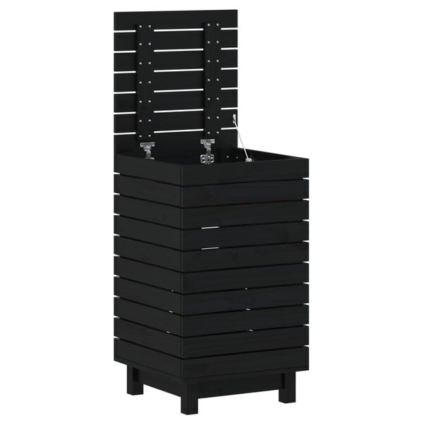 vidaXL W&auml;schetruhe Schwarz 44x44x76 cm Massivholz Kiefer