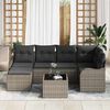 vidaXL Garten-Sofa-Set mit Kissen 7 pcs Grau Poly Rattan