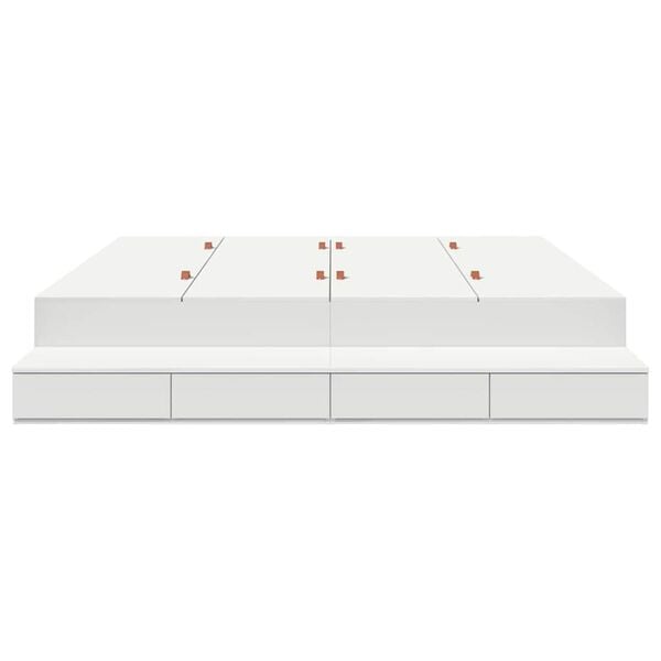 vidaXL Aufbewahrungsbettgestell mit Speicher Weiß 180 cm Holzwerkstoff