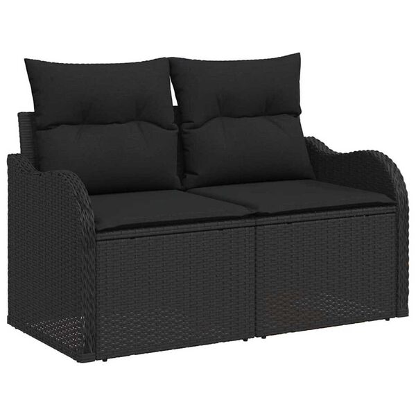 vidaXL Garten-Sofa-Set mit Speicher 9 pcs Schwarz Poly Rattan