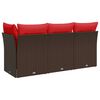 vidaXL Gartensofa mit Kissen 3-Sitzer Braun Poly Rattan