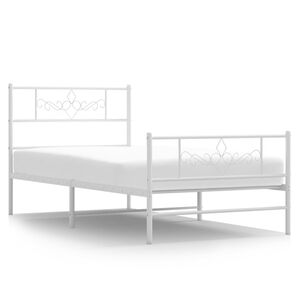 vidaXL Bettgestell mit Kopf- und Fu&szlig;teil Metall Wei&szlig; 75x190 cm