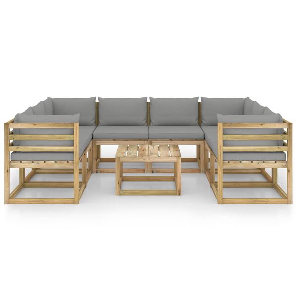 vidaXL 9-tlg. Garten-Lounge-Set mit Kissen Impr&auml;gniertes Kiefernholz