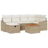 vidaXL Gartensofa-set mit Kissen mit Speicher 7 pcs Beige Poly-Rattan